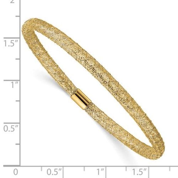 10K Gold Stretch Mesh Bracelet, Made in Italy - Picture 3 of 3